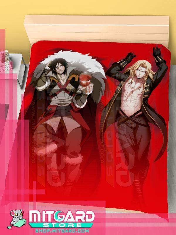 CASTLEVANIA Trevor C. Belmont / Alucard - Adrian Farenheight Tepes - Bed Sheet or Duvet Cover Anime videogame - Flat bed sheet / 150cm x